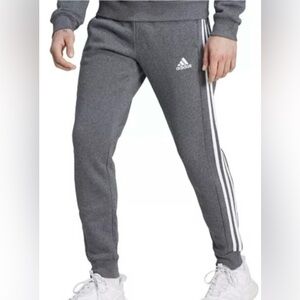 Adidas Men's Charcoal Joggers with White Stripes